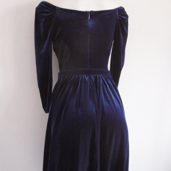 NWT Vixen by Micheline Pitt Navy Velvet Starlet Swing Dress - Picture 7 of 12